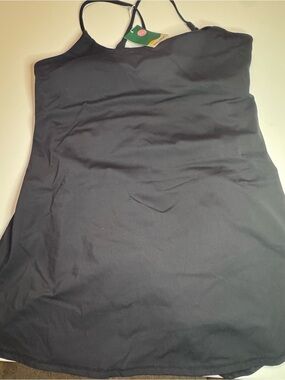 HALARA Plus Black Spaghetti Strap Cross Back Dress with Pull Down Shorts 2x